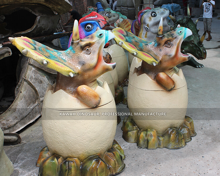 恐龙园玻璃钢恐龙垃圾桶